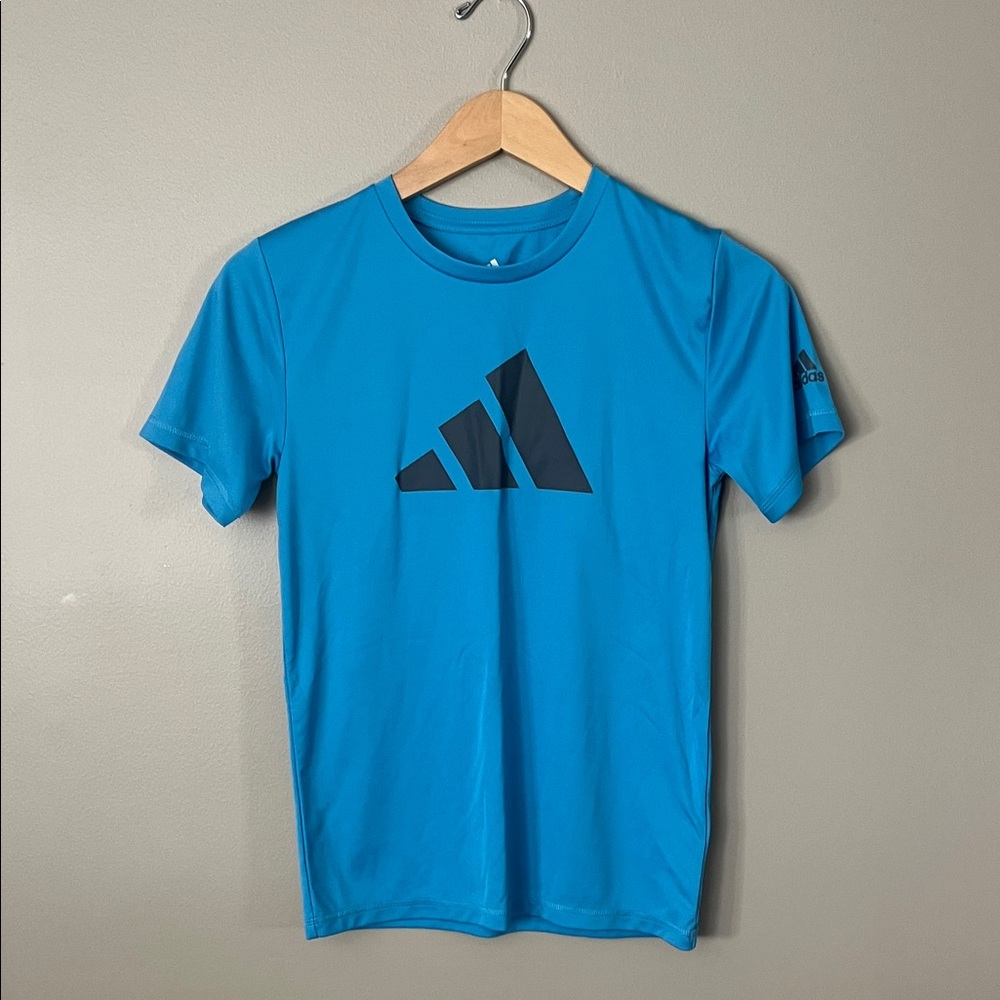 Adidas Men's Aqua Blue Tee with Black Logo